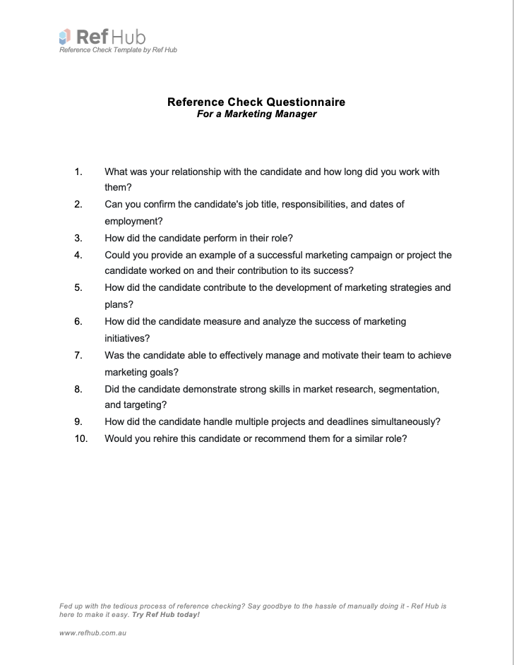 Free Reference Check Templates
